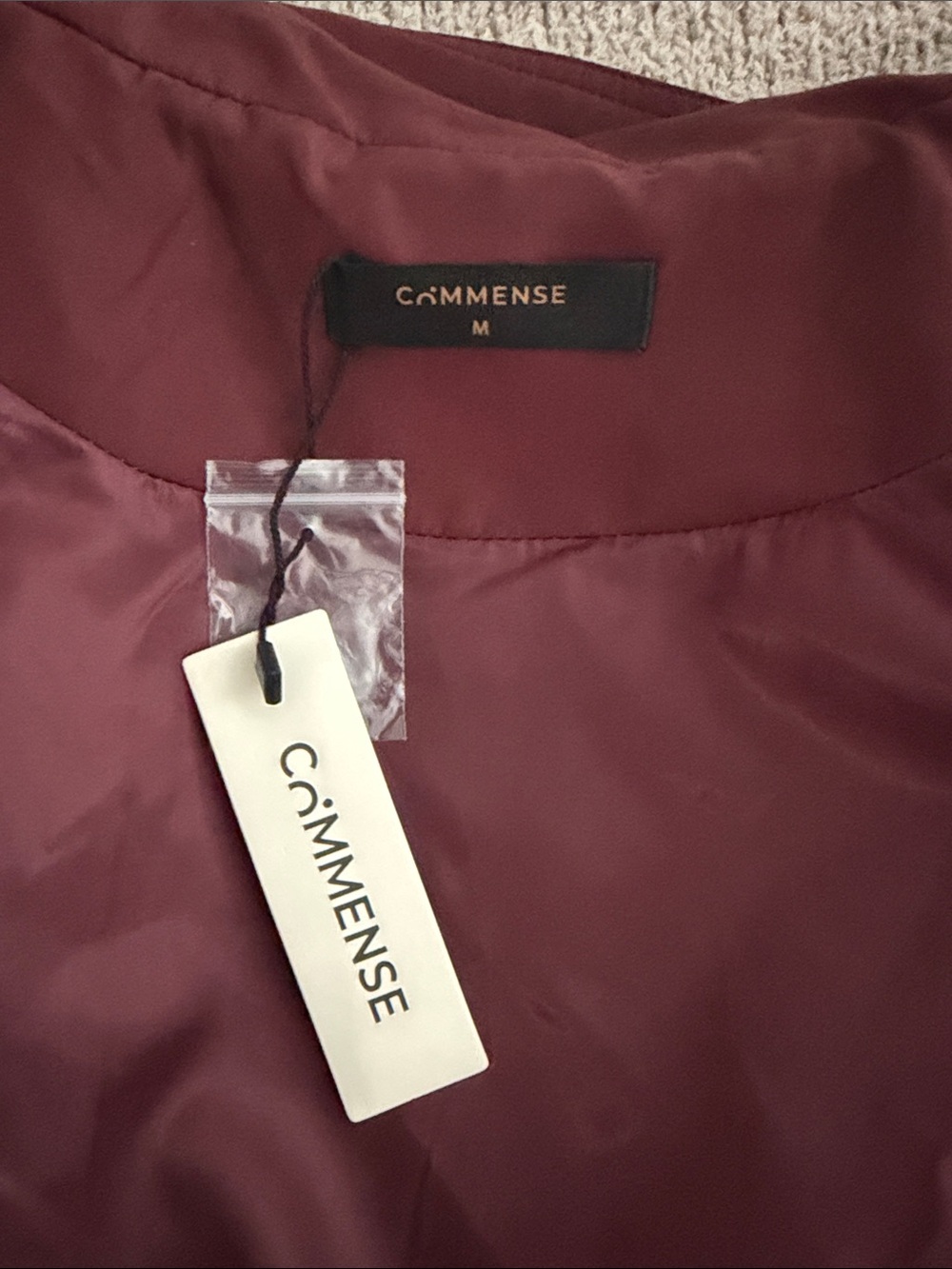 Commense Burgundy Short Trench Coat with Buckle Collar - Picture 7 of 10